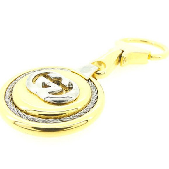 Authentic Gucci key ring Key holder Interlocking Gold Silver Woman - Picture 2 of 5